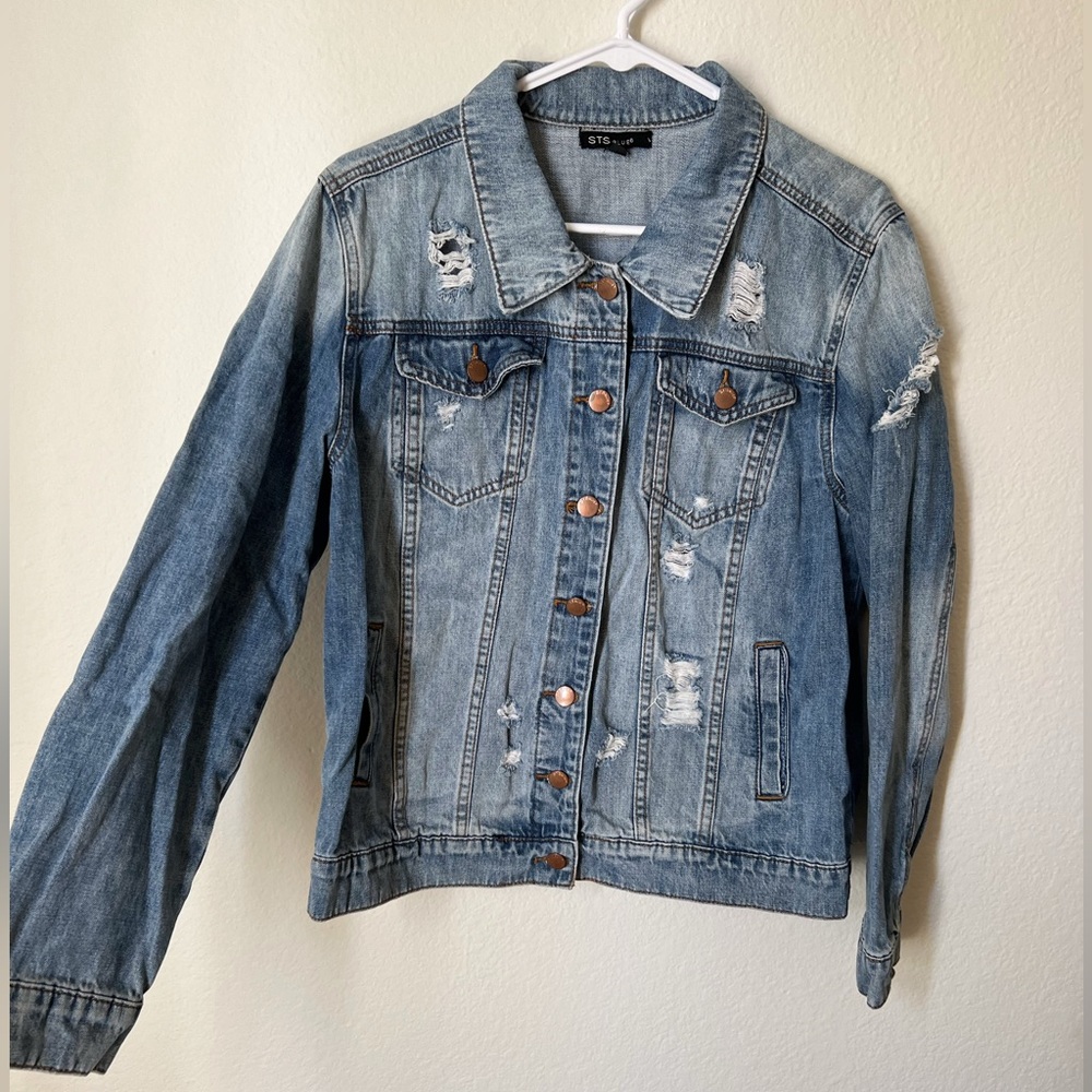 Distressed denim jacket